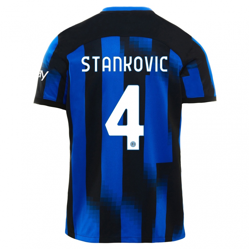 Kinder Aleksandar Stankovic #4 Schwarz Blau Heimtrikot Trikot 2023/24 T-Shirt Österreich