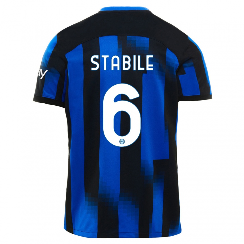 Kinder Giacomo Stabile #6 Schwarz Blau Heimtrikot Trikot 2023/24 T-Shirt Österreich