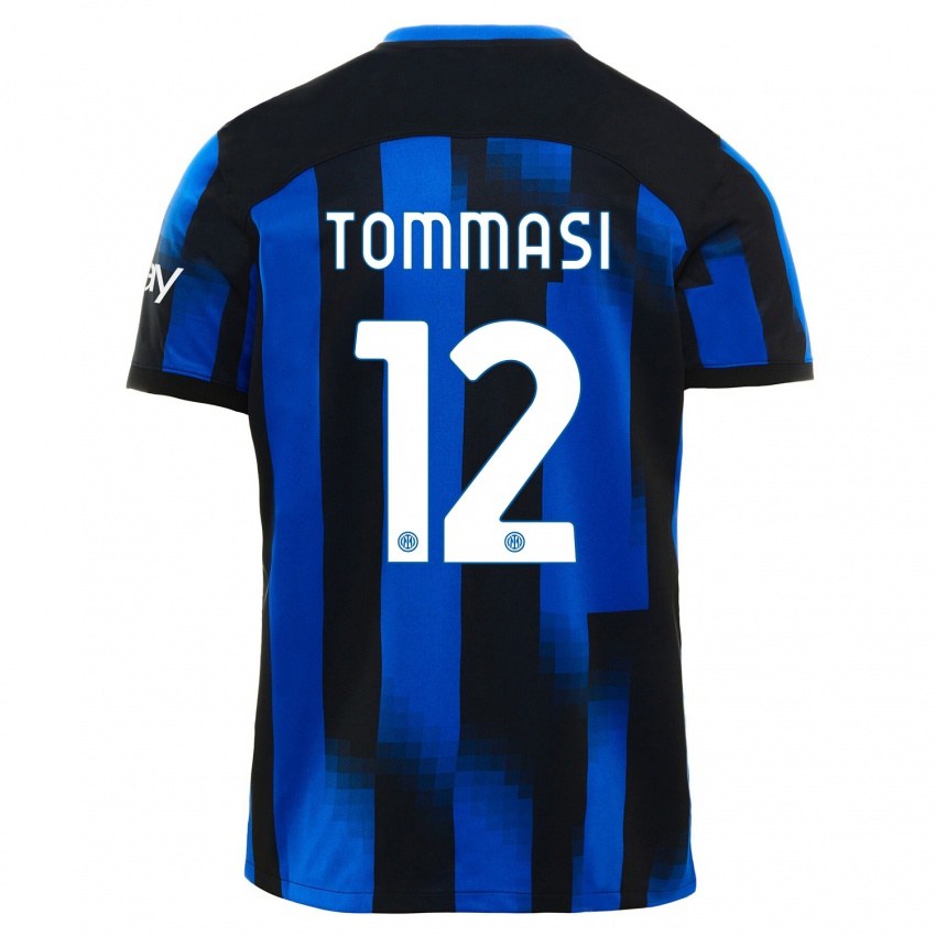 Kinder Francesco Tommasi #12 Schwarz Blau Heimtrikot Trikot 2023/24 T-Shirt Österreich