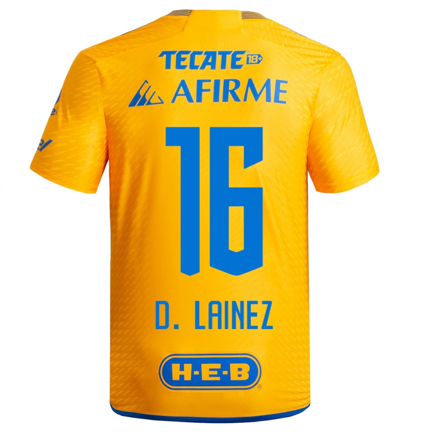 Kinder Diego Lainez #16 Gelb Heimtrikot Trikot 2023/24 T-Shirt Österreich