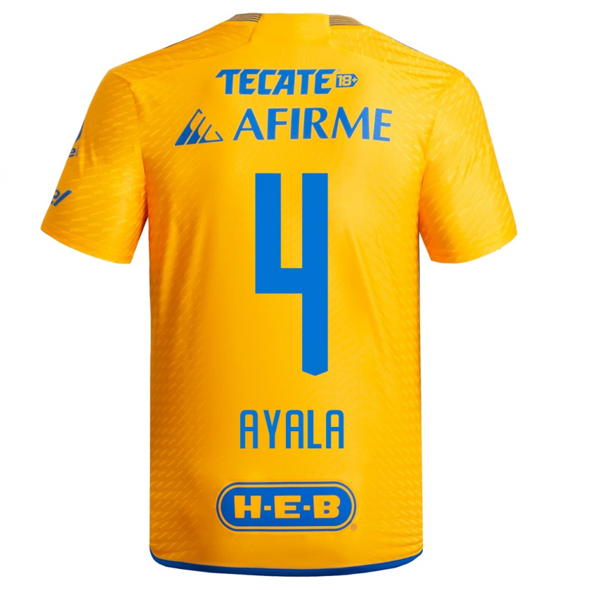 Kinder Hugo Ayala #4 Gelb Heimtrikot Trikot 2023/24 T-Shirt Österreich