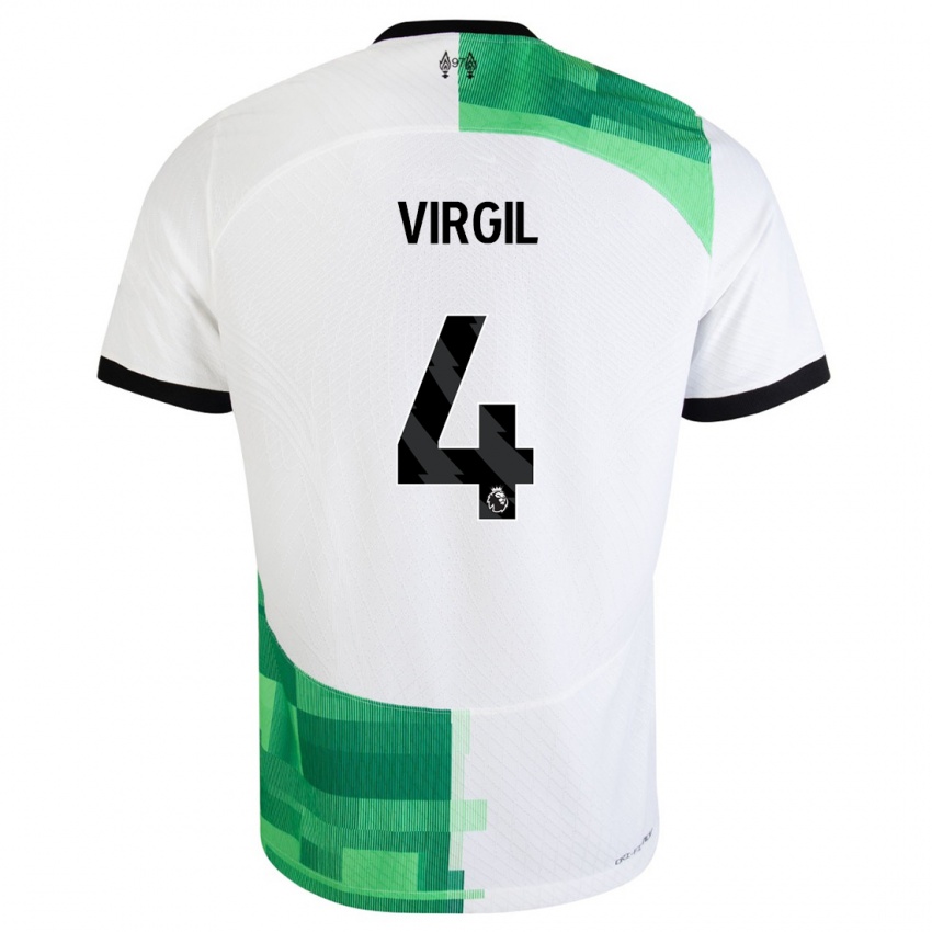 Kinder Virgil Van Dijk #4 Weiß Grün Auswärtstrikot Trikot 2023/24 T-Shirt Österreich