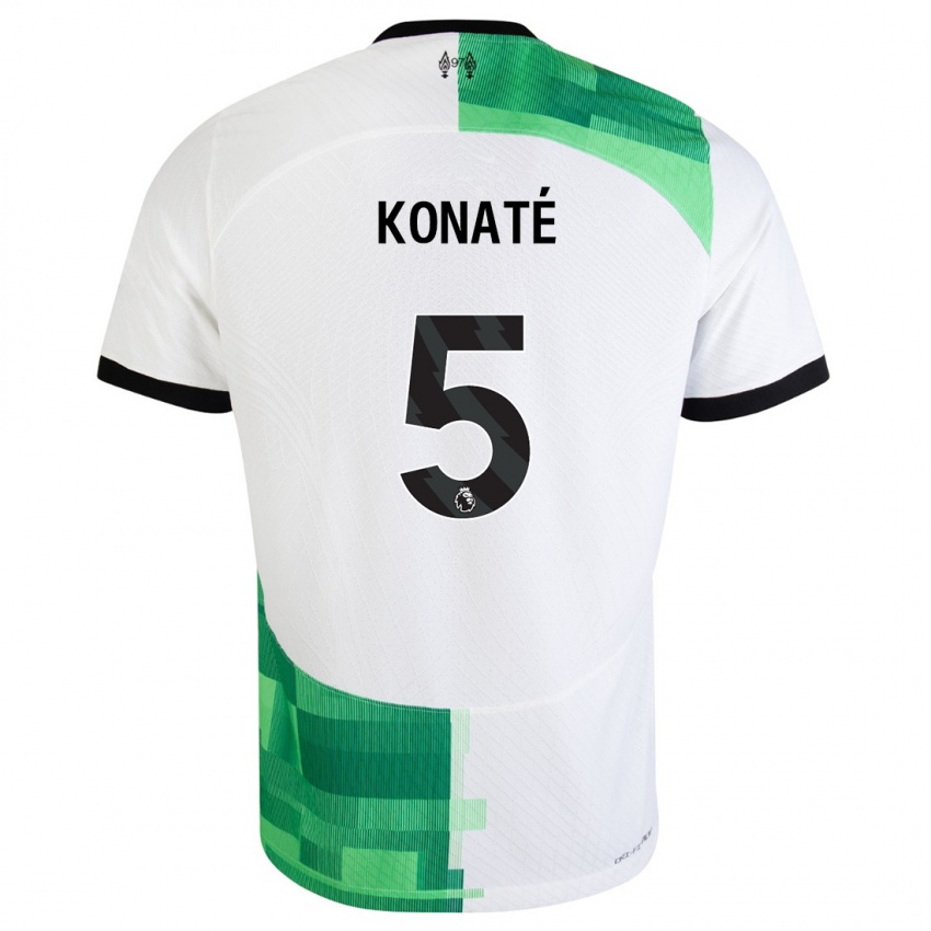 Kinder Ibrahima Konate #5 Weiß Grün Auswärtstrikot Trikot 2023/24 T-Shirt Österreich