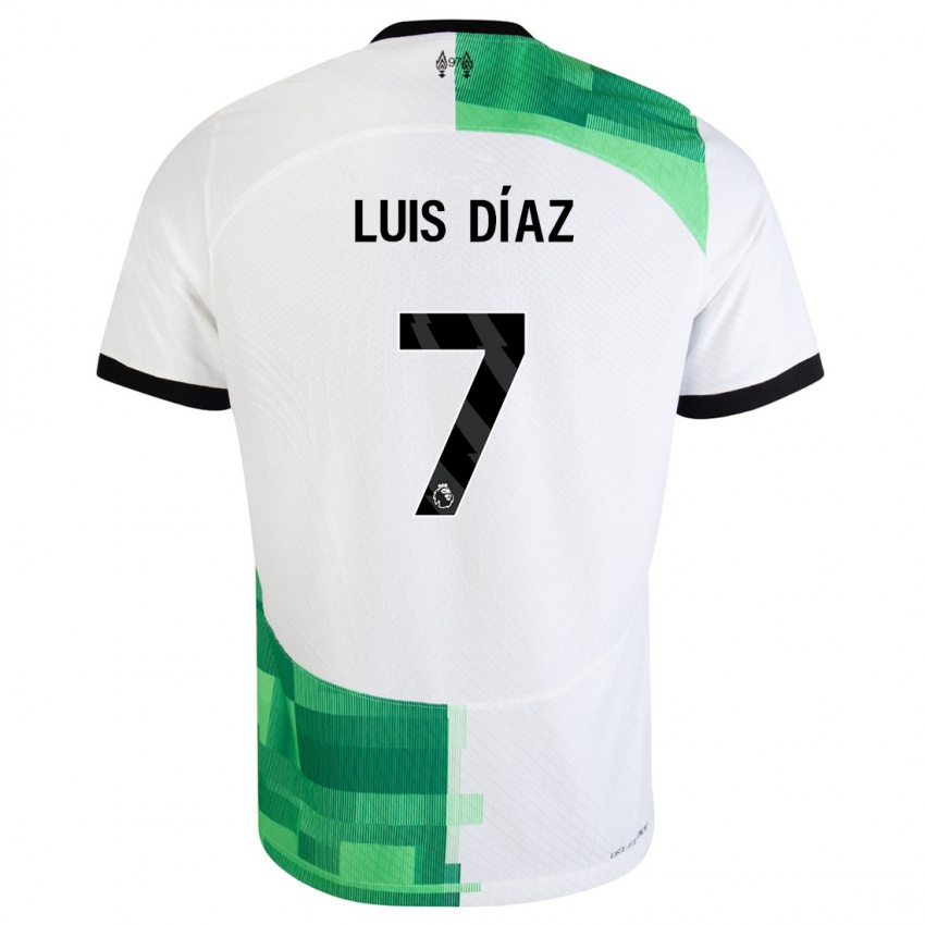 Kinder Luis Diaz #7 Weiß Grün Auswärtstrikot Trikot 2023/24 T-Shirt Österreich
