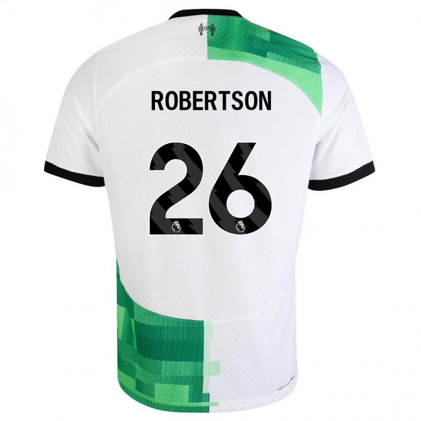 Kinder Andrew Robertson #26 Weiß Grün Auswärtstrikot Trikot 2023/24 T-Shirt Österreich