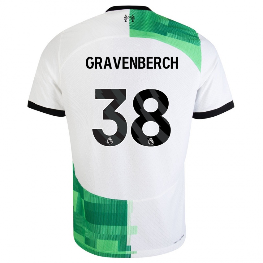 Kinder Ryan Gravenberch #38 Weiß Grün Auswärtstrikot Trikot 2023/24 T-Shirt Österreich