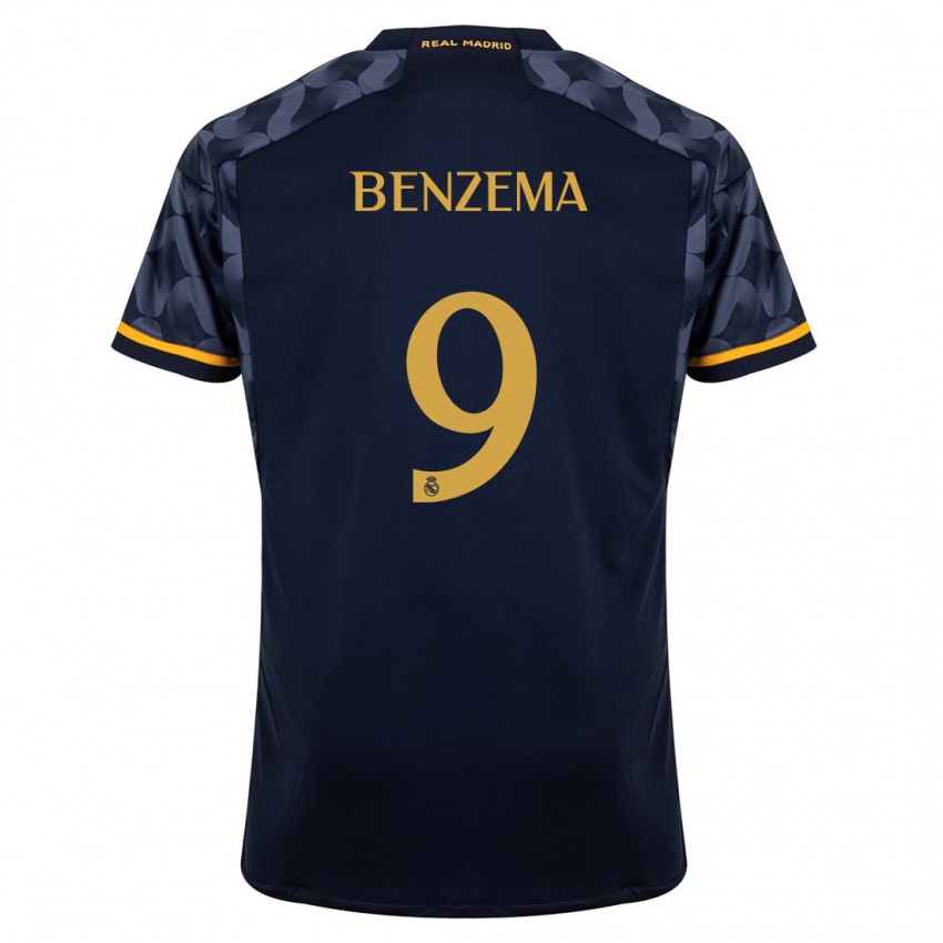 Kinder Karim Benzema #9 Dunkelblau Auswärtstrikot Trikot 2023/24 T-Shirt Österreich