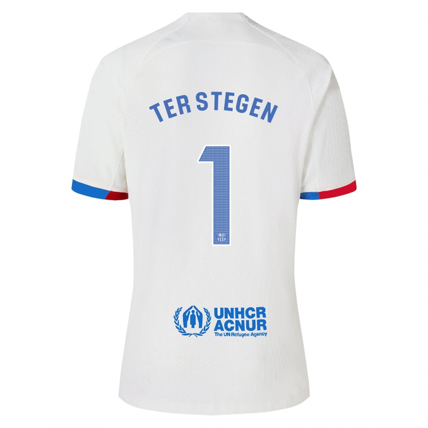 Kinder Marc-Andre Ter Stegen #1 Weiß Auswärtstrikot Trikot 2023/24 T-Shirt Österreich