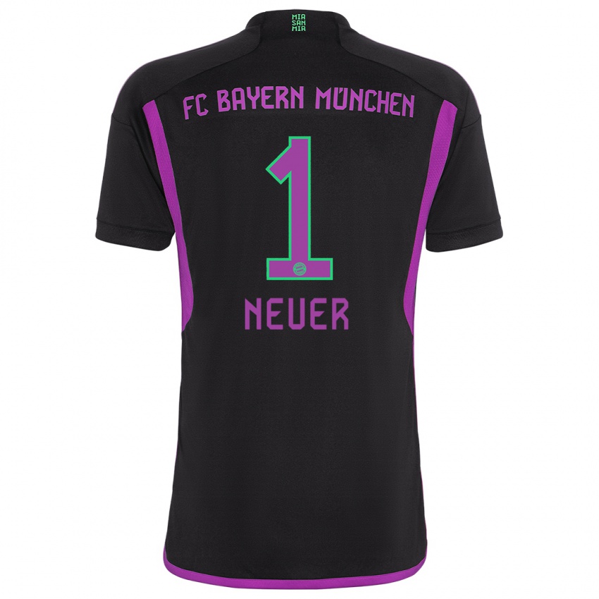 Kinder Manuel Neuer #1 Schwarz Auswärtstrikot Trikot 2023/24 T-Shirt Österreich