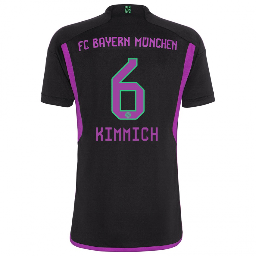 Kinder Joshua Kimmich #6 Schwarz Auswärtstrikot Trikot 2023/24 T-Shirt Österreich