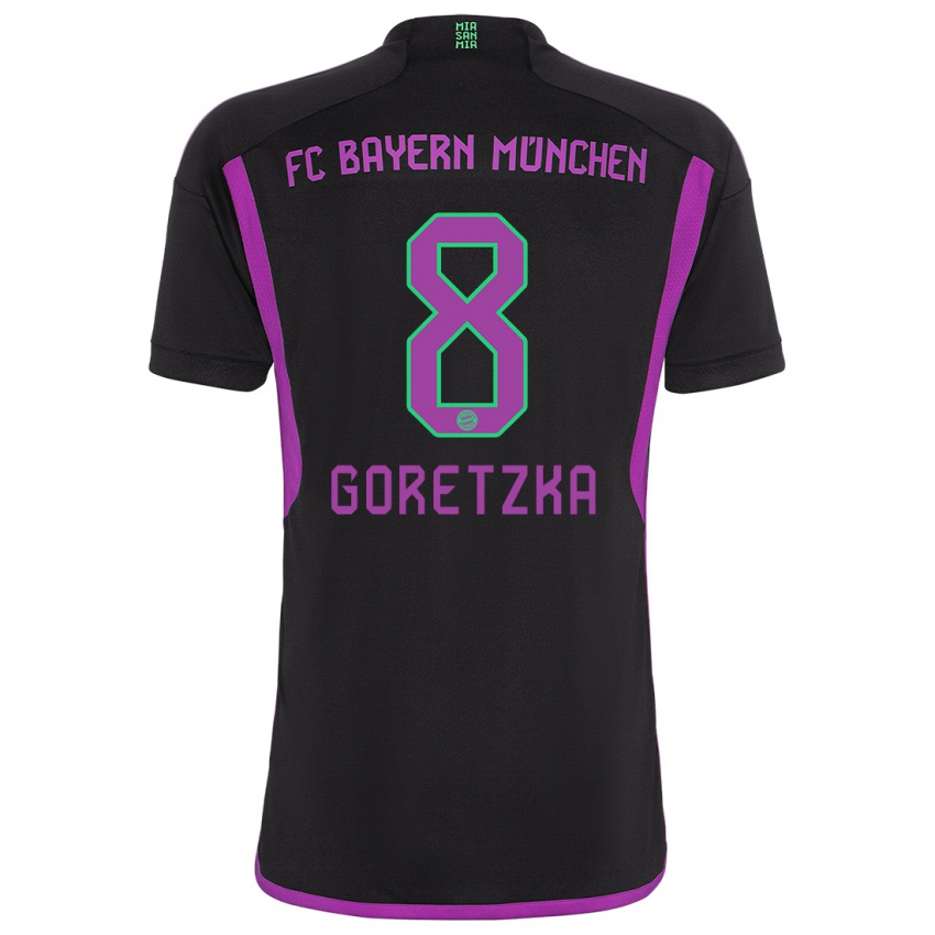 Kinder Leon Goretzka #8 Schwarz Auswärtstrikot Trikot 2023/24 T-Shirt Österreich