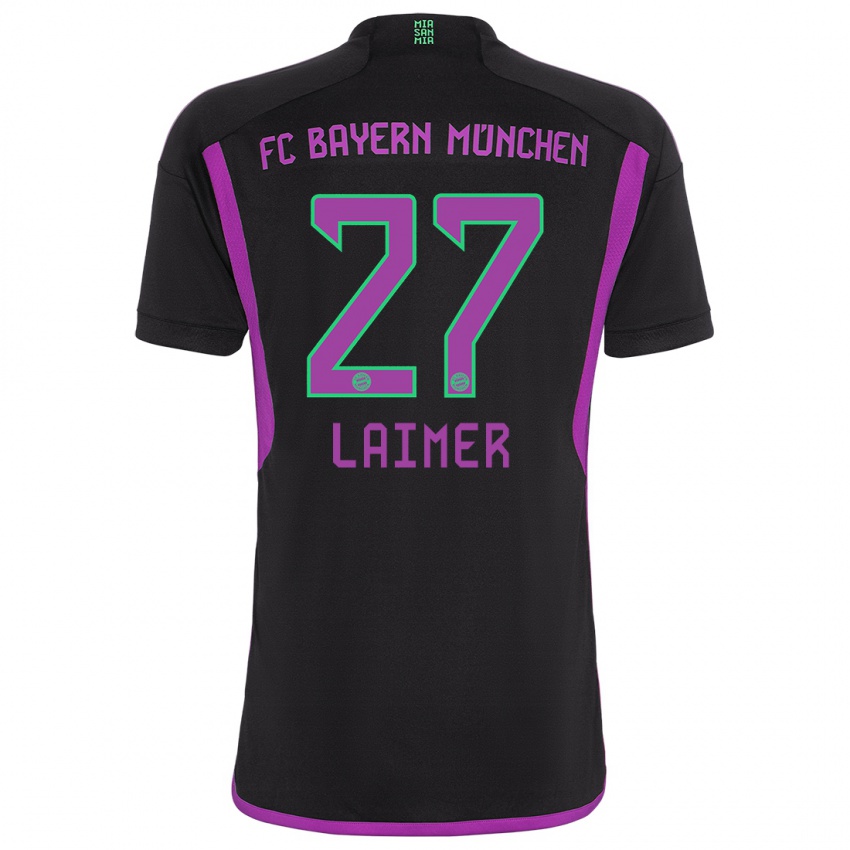 Kinder Konrad Laimer #27 Schwarz Auswärtstrikot Trikot 2023/24 T-Shirt Österreich