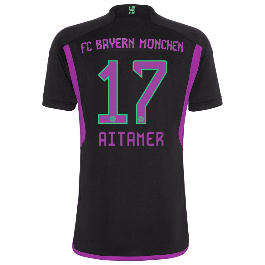 Kinder Younes Aitamer #17 Schwarz Auswärtstrikot Trikot 2023/24 T-Shirt Österreich