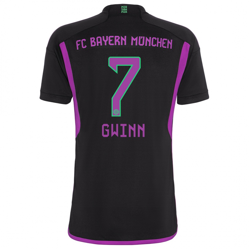 Kinder Giulia Gwinn #7 Schwarz Auswärtstrikot Trikot 2023/24 T-Shirt Österreich