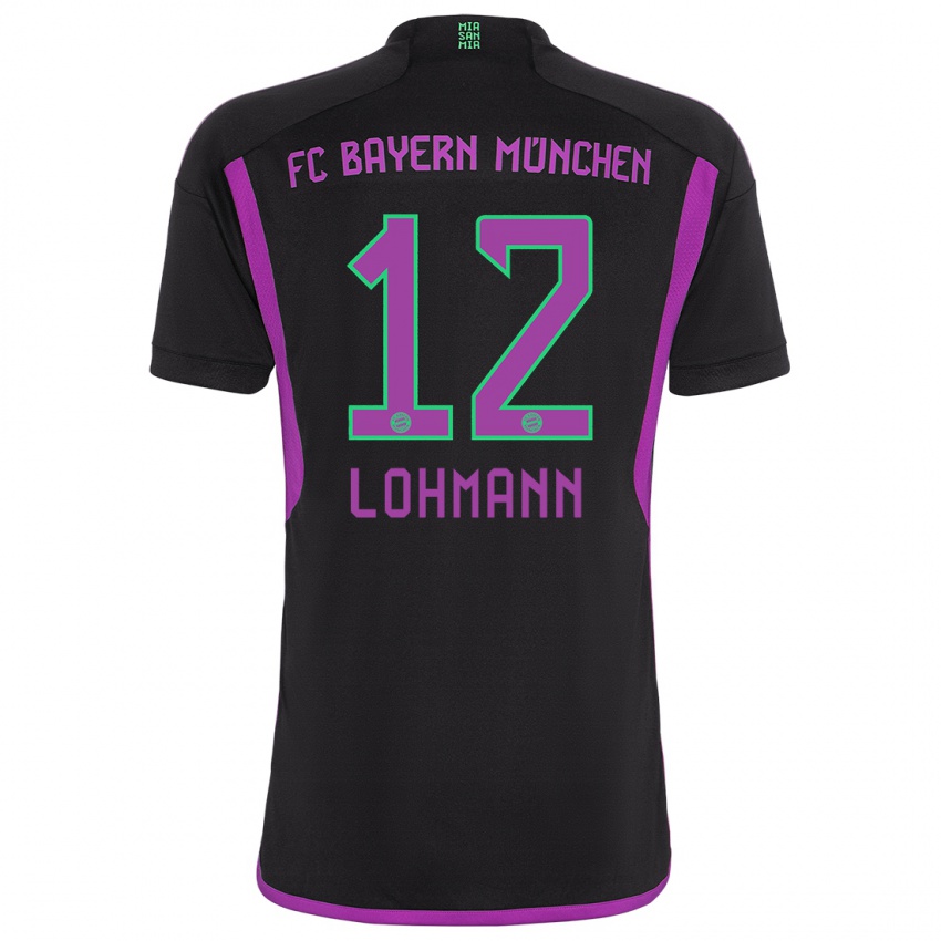 Kinder Sydney Lohmann #12 Schwarz Auswärtstrikot Trikot 2023/24 T-Shirt Österreich