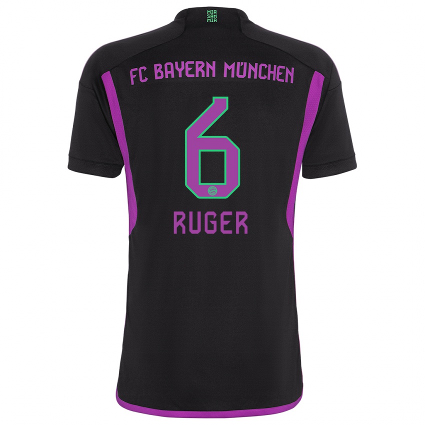 Kinder Kurt Ruger #6 Schwarz Auswärtstrikot Trikot 2023/24 T-Shirt Österreich