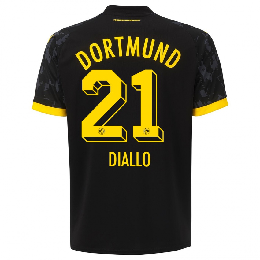 Kinder Ousmane Diallo #21 Schwarz Auswärtstrikot Trikot 2023/24 T-Shirt Österreich