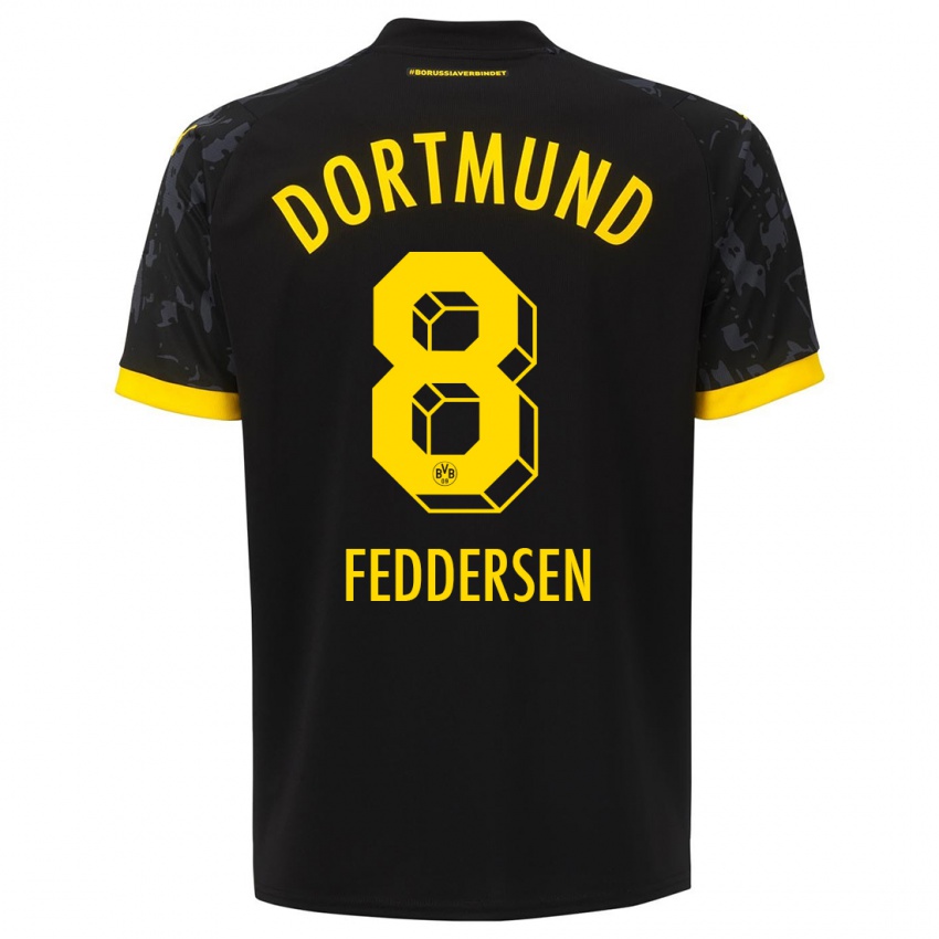 Kinder Jonas Feddersen #8 Schwarz Auswärtstrikot Trikot 2023/24 T-Shirt Österreich