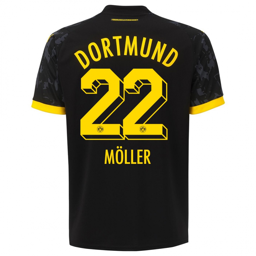Kinder Paul Möller #22 Schwarz Auswärtstrikot Trikot 2023/24 T-Shirt Österreich