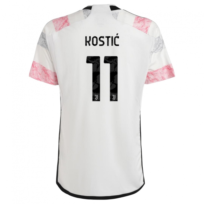 Kinder Filip Kostic #11 Weiß Rosa Auswärtstrikot Trikot 2023/24 T-Shirt Österreich