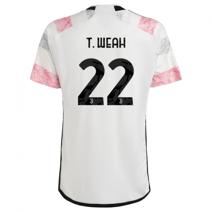 Kinder Timothy Weah #22 Weiß Rosa Auswärtstrikot Trikot 2023/24 T-Shirt Österreich