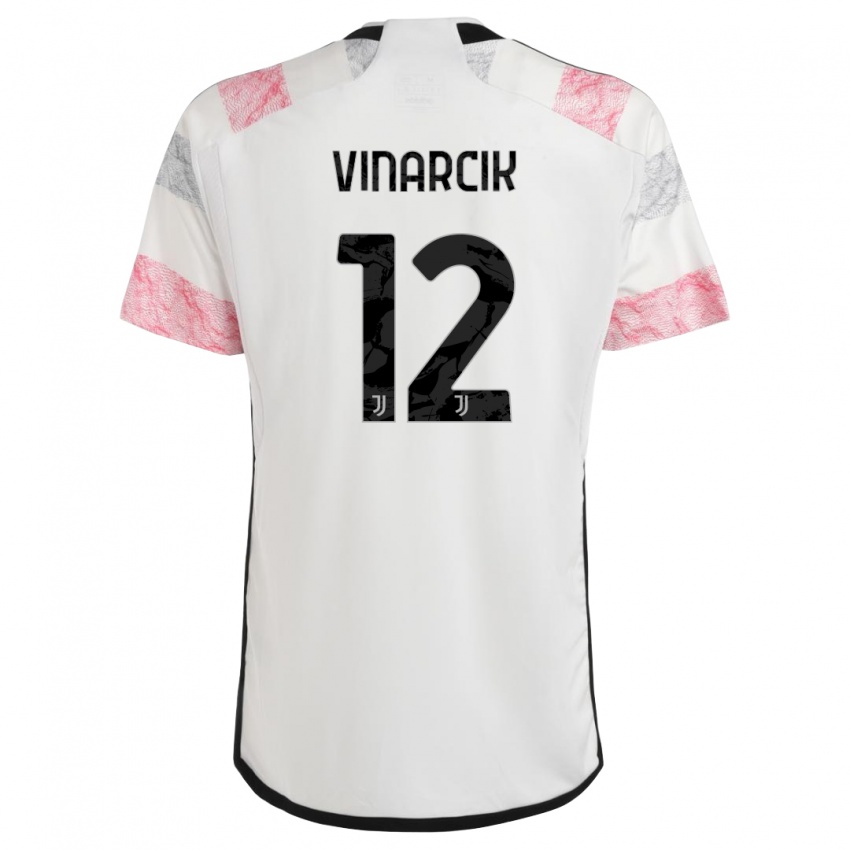 Kinder Jakub Vinarcik #12 Weiß Rosa Auswärtstrikot Trikot 2023/24 T-Shirt Österreich