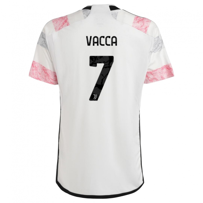 Kinder Alessio Vacca #7 Weiß Rosa Auswärtstrikot Trikot 2023/24 T-Shirt Österreich