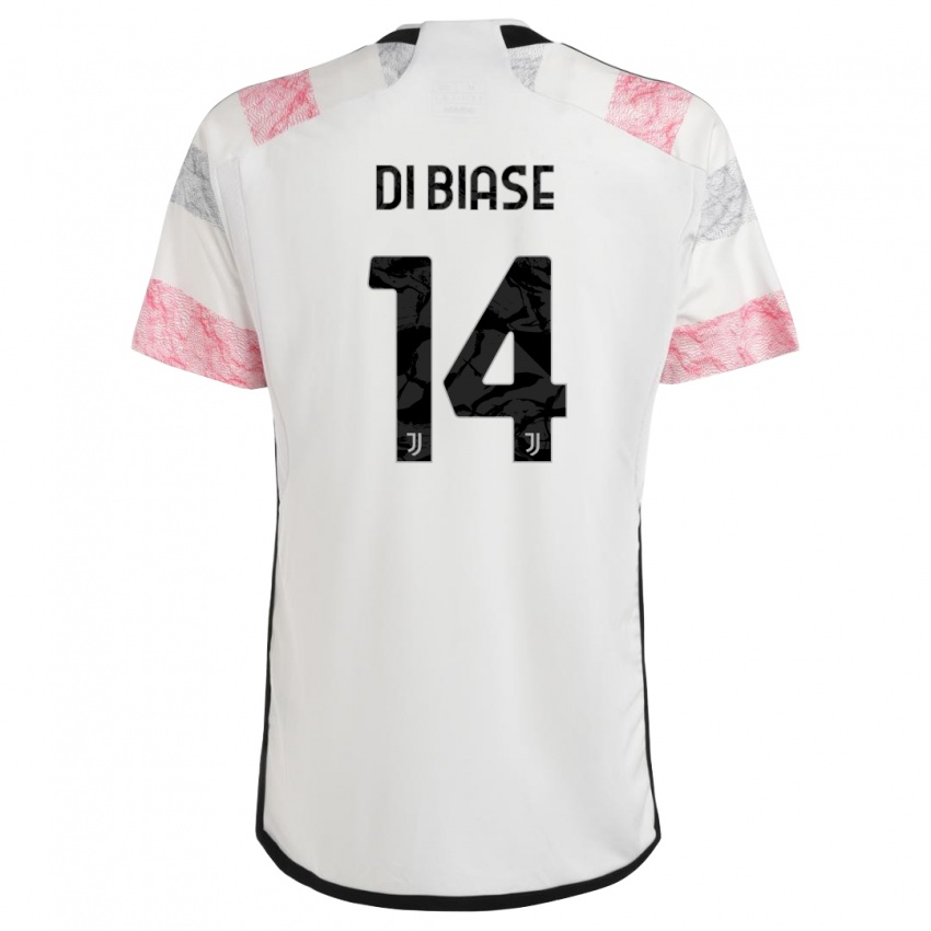 Kinder Gianmarco Di Biase #14 Weiß Rosa Auswärtstrikot Trikot 2023/24 T-Shirt Österreich