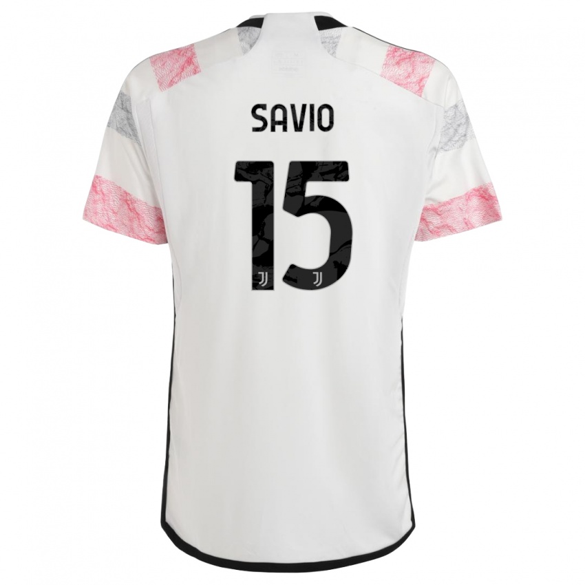 Kinder Federico Savio #15 Weiß Rosa Auswärtstrikot Trikot 2023/24 T-Shirt Österreich