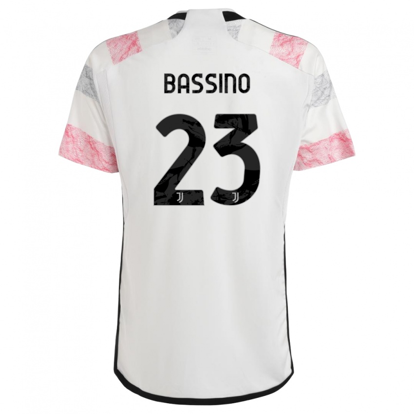 Kinder Alessandro Bassino #23 Weiß Rosa Auswärtstrikot Trikot 2023/24 T-Shirt Österreich