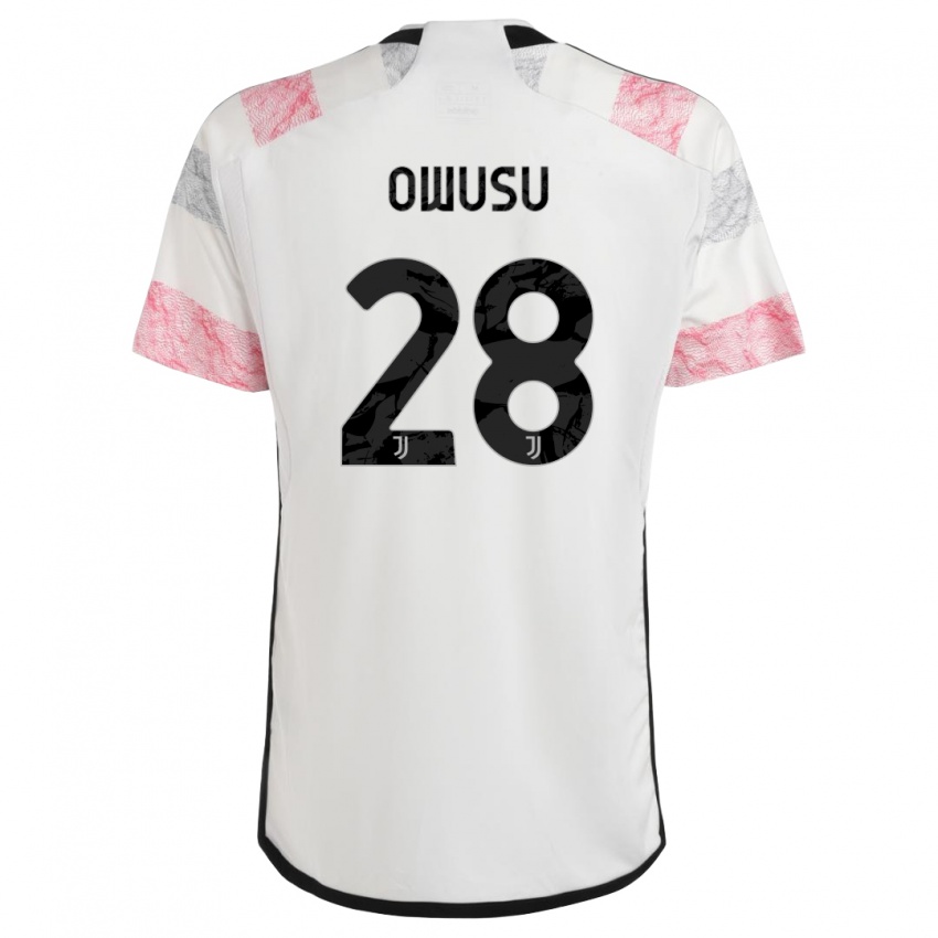 Kinder Augusto Owusu #28 Weiß Rosa Auswärtstrikot Trikot 2023/24 T-Shirt Österreich