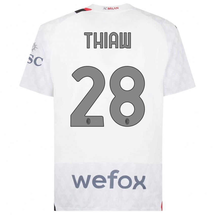 Kinder Malick Thiaw #28 Weiß Auswärtstrikot Trikot 2023/24 T-Shirt Österreich