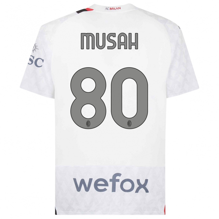 Kinder Yunus Musah #80 Weiß Auswärtstrikot Trikot 2023/24 T-Shirt Österreich