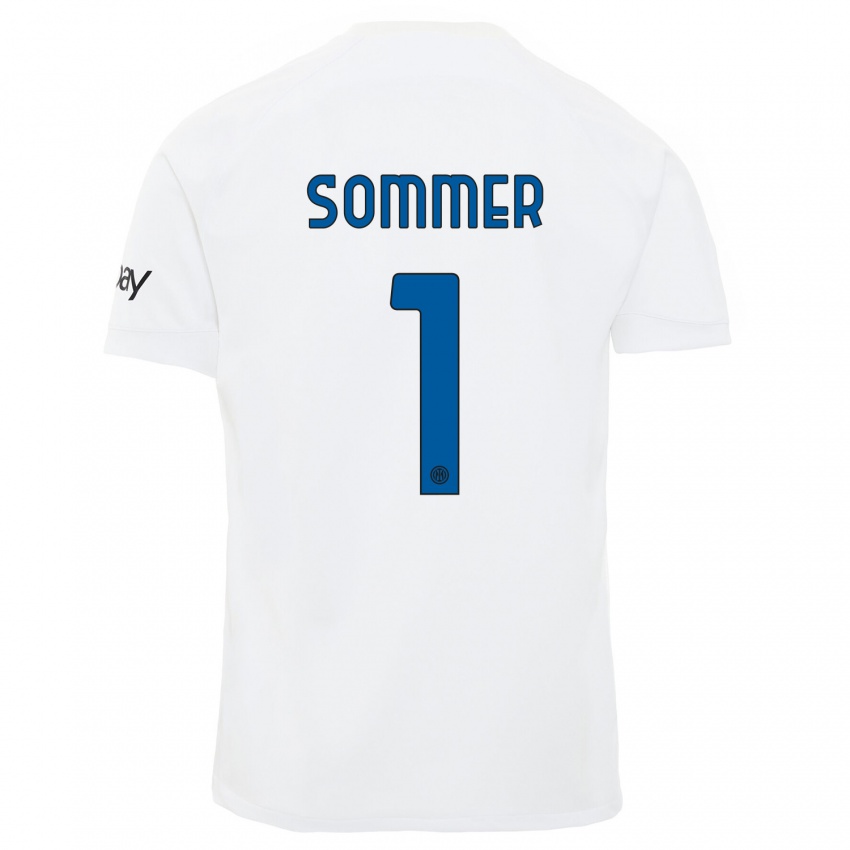 Kinder Yann Sommer #1 Weiß Auswärtstrikot Trikot 2023/24 T-Shirt Österreich