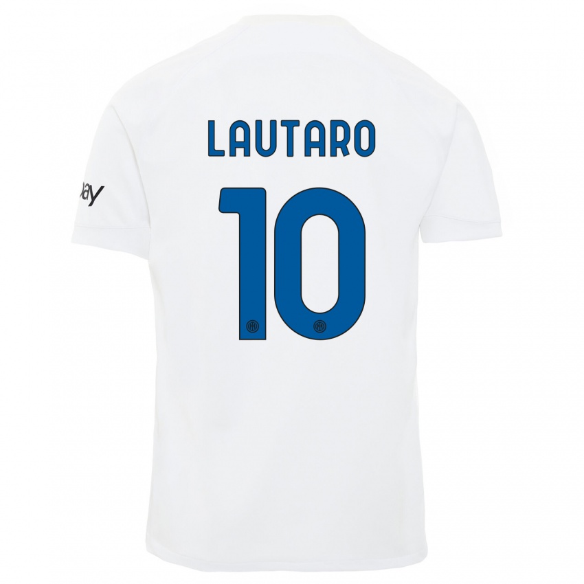 Kinder Lautaro Martinez #10 Weiß Auswärtstrikot Trikot 2023/24 T-Shirt Österreich