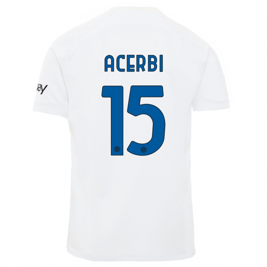 Kinder Francesco Acerbi #15 Weiß Auswärtstrikot Trikot 2023/24 T-Shirt Österreich