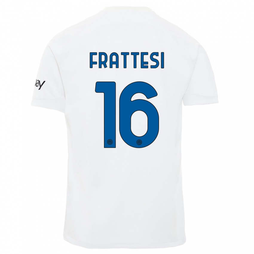 Kinder Davide Frattesi #16 Weiß Auswärtstrikot Trikot 2023/24 T-Shirt Österreich