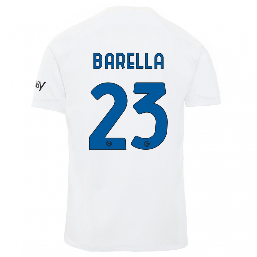 Kinder Nicolo Barella #23 Weiß Auswärtstrikot Trikot 2023/24 T-Shirt Österreich