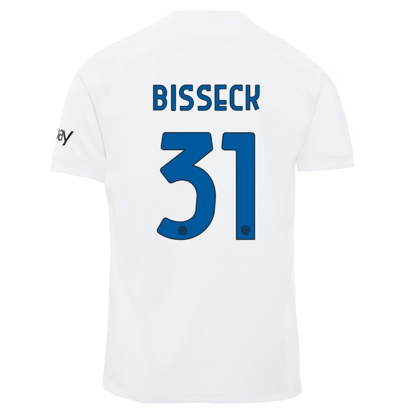Kinder Yann Bisseck #31 Weiß Auswärtstrikot Trikot 2023/24 T-Shirt Österreich
