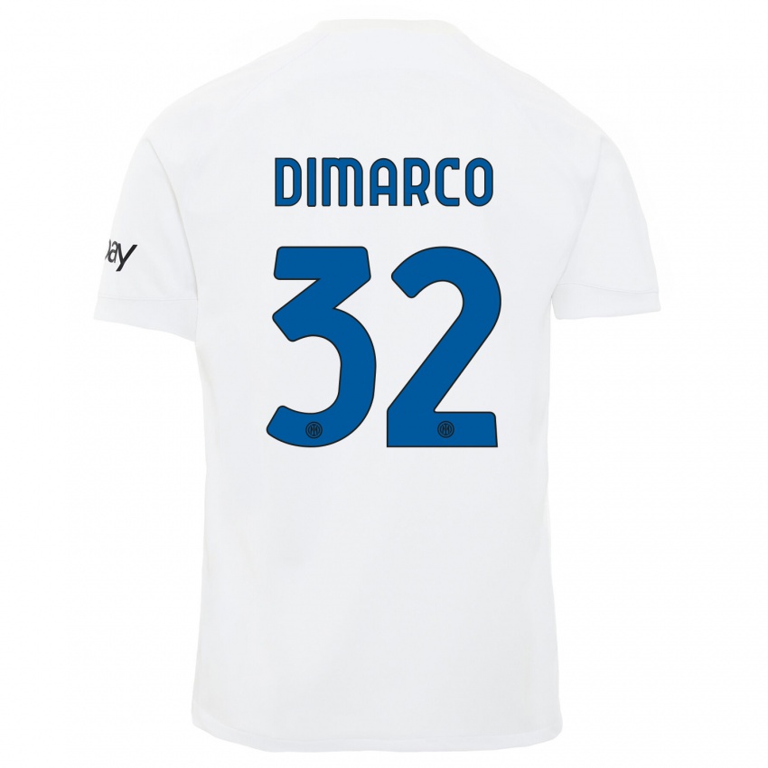 Kinder Federico Dimarco #32 Weiß Auswärtstrikot Trikot 2023/24 T-Shirt Österreich