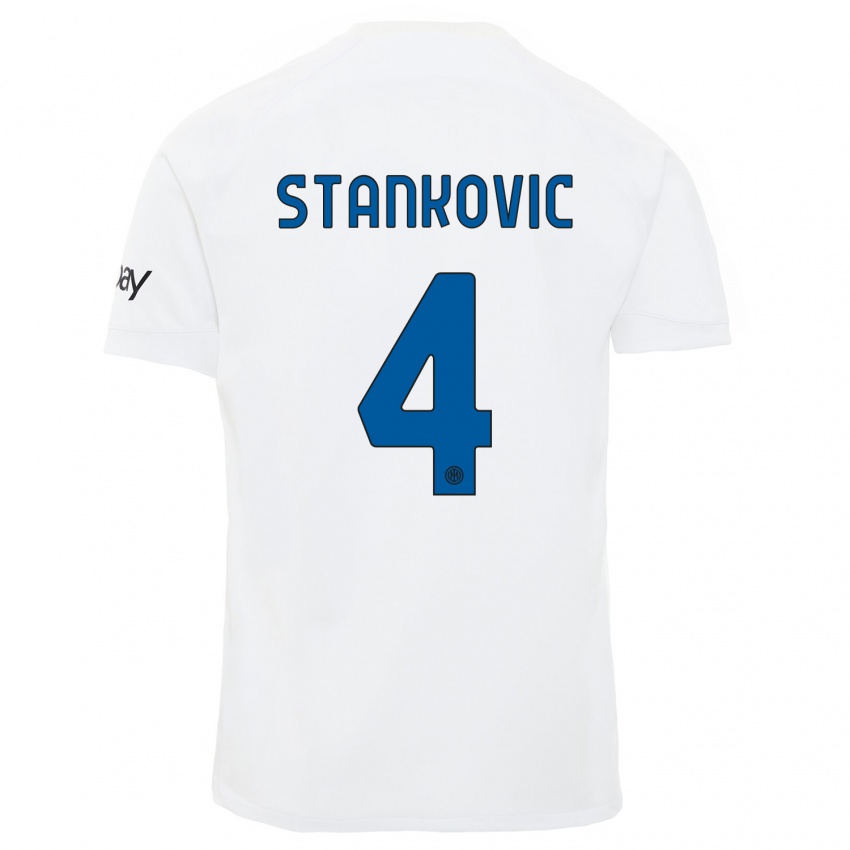 Kinder Aleksandar Stankovic #4 Weiß Auswärtstrikot Trikot 2023/24 T-Shirt Österreich