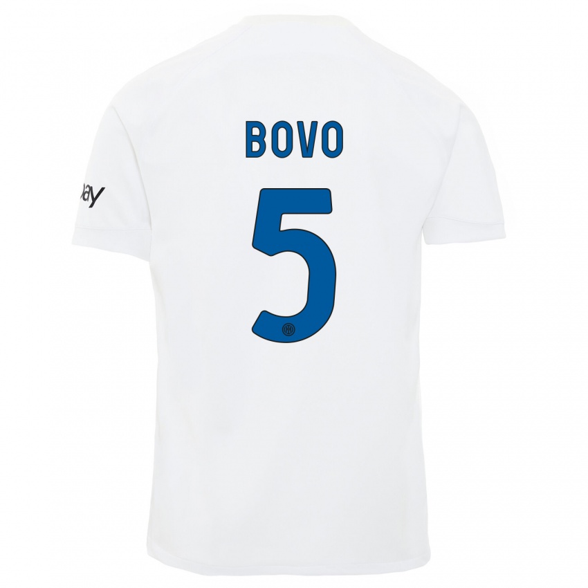 Kinder Leonardo Bovo #5 Weiß Auswärtstrikot Trikot 2023/24 T-Shirt Österreich