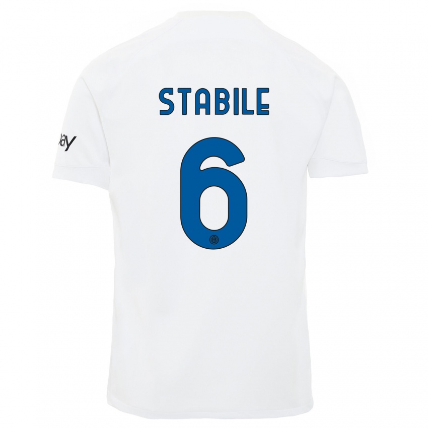 Kinder Giacomo Stabile #6 Weiß Auswärtstrikot Trikot 2023/24 T-Shirt Österreich