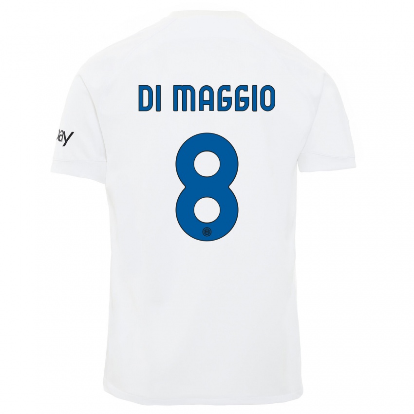 Kinder Luca Di Maggio #8 Weiß Auswärtstrikot Trikot 2023/24 T-Shirt Österreich