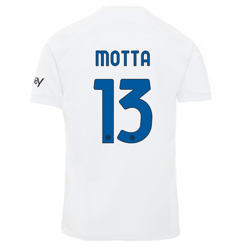 Kinder Matteo Motta #13 Weiß Auswärtstrikot Trikot 2023/24 T-Shirt Österreich
