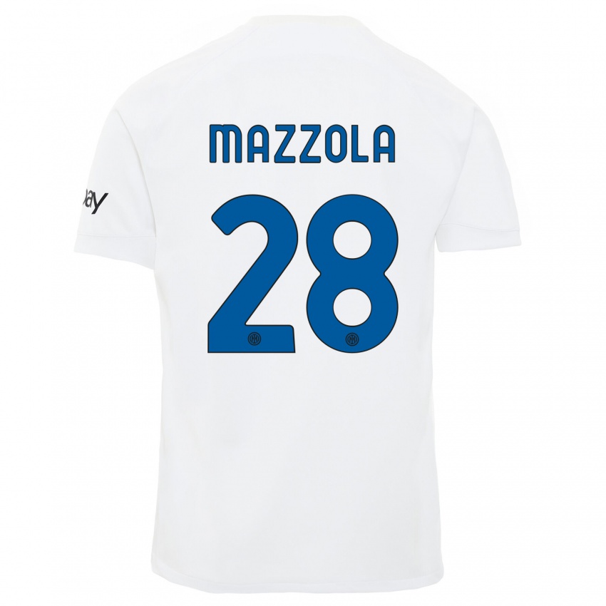 Kinder Giuseppe Mazzola #28 Weiß Auswärtstrikot Trikot 2023/24 T-Shirt Österreich