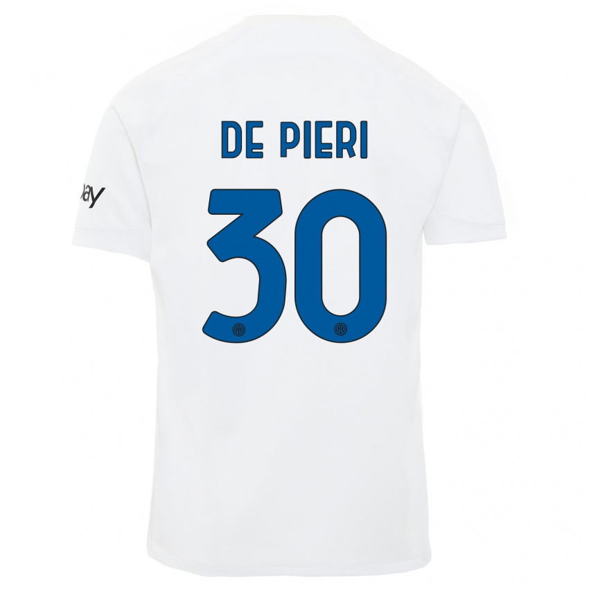 Kinder Giacomo De Pieri #30 Weiß Auswärtstrikot Trikot 2023/24 T-Shirt Österreich
