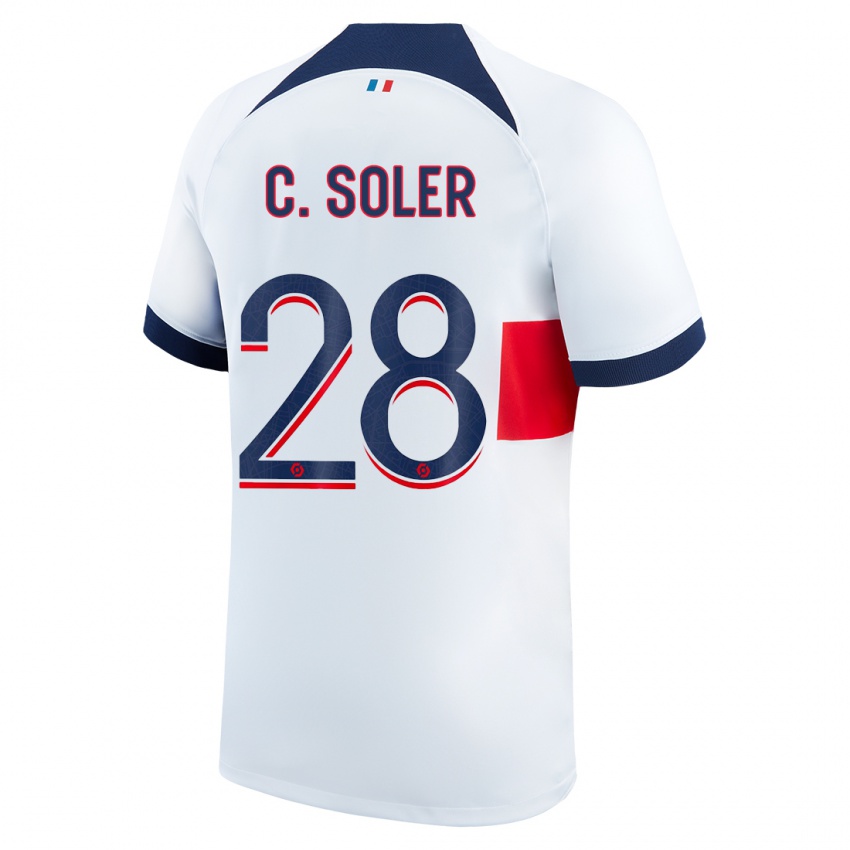 Kinder Carlos Soler #28 Weiß Auswärtstrikot Trikot 2023/24 T-Shirt Österreich