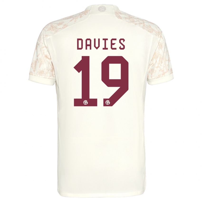 Kinder Alphonso Davies #19 Cremefarben Ausweichtrikot Trikot 2023/24 T-Shirt Österreich