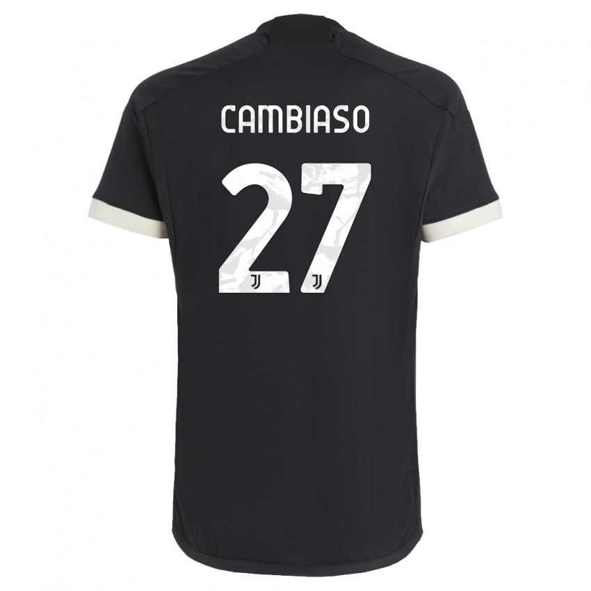 Kinder Andrea Cambiaso #27 Schwarz Ausweichtrikot Trikot 2023/24 T-Shirt Österreich